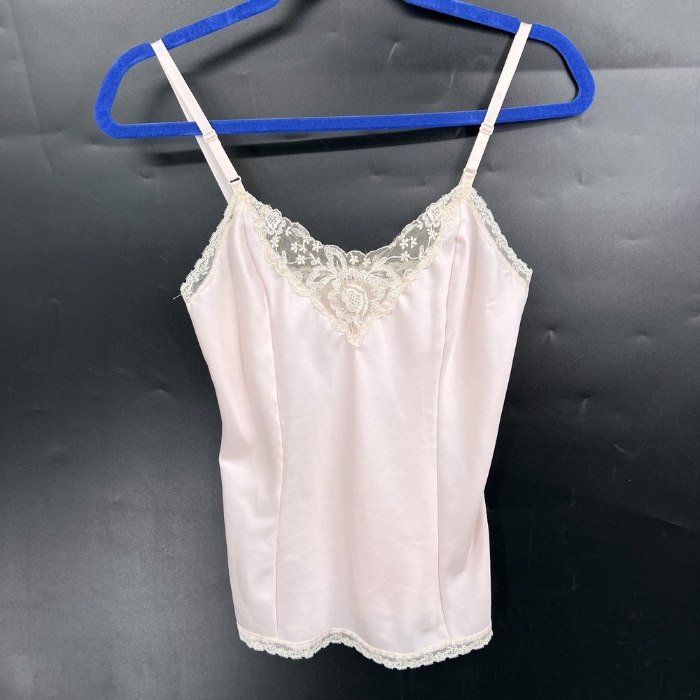 Vintage Sears pink lace satin cami top coquette pinup fairy balletcore 32 XS